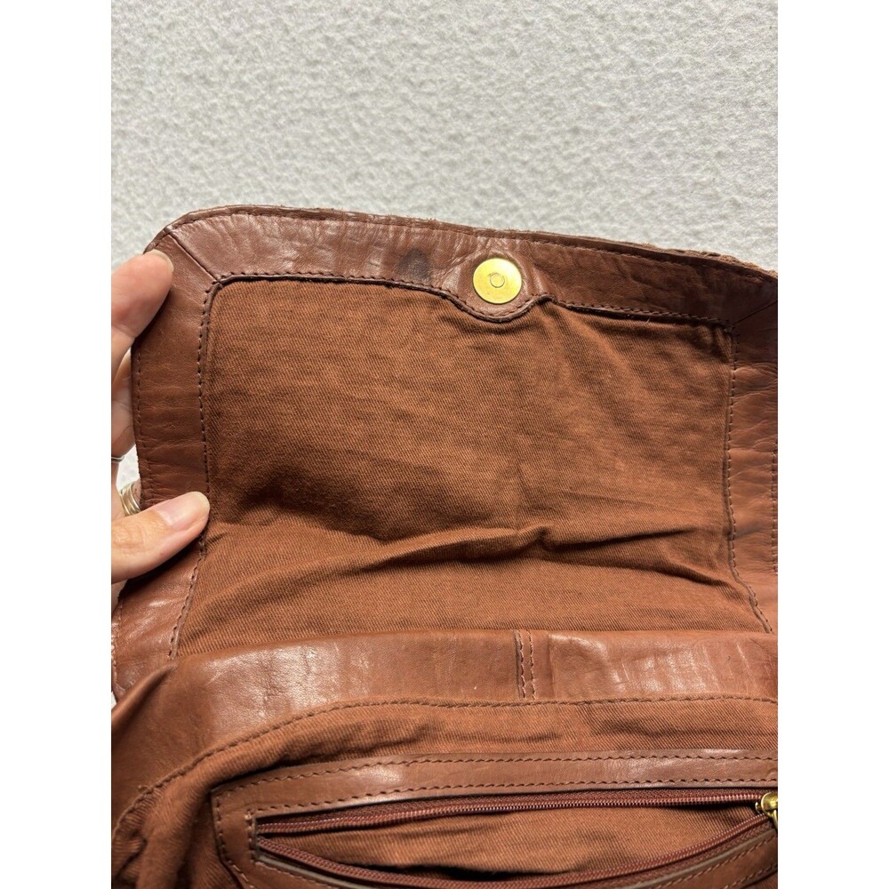 American Leather Co. Purse Heritage Leather Summers Woven Crossbody Bag Brown * - Picture 3 of 7